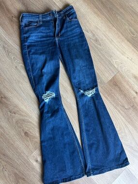 Hollister Dark Blue Distressed Flare Jeans - Women